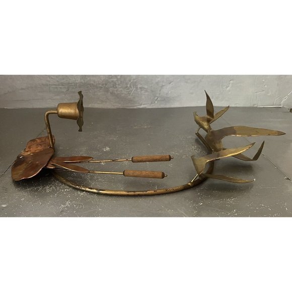 VINTAGE MCM SEAGULLS METAL WALL HANGING BIRDS CANDLE HOLDER BRASS SET OF 2 - Picture 6 of 11